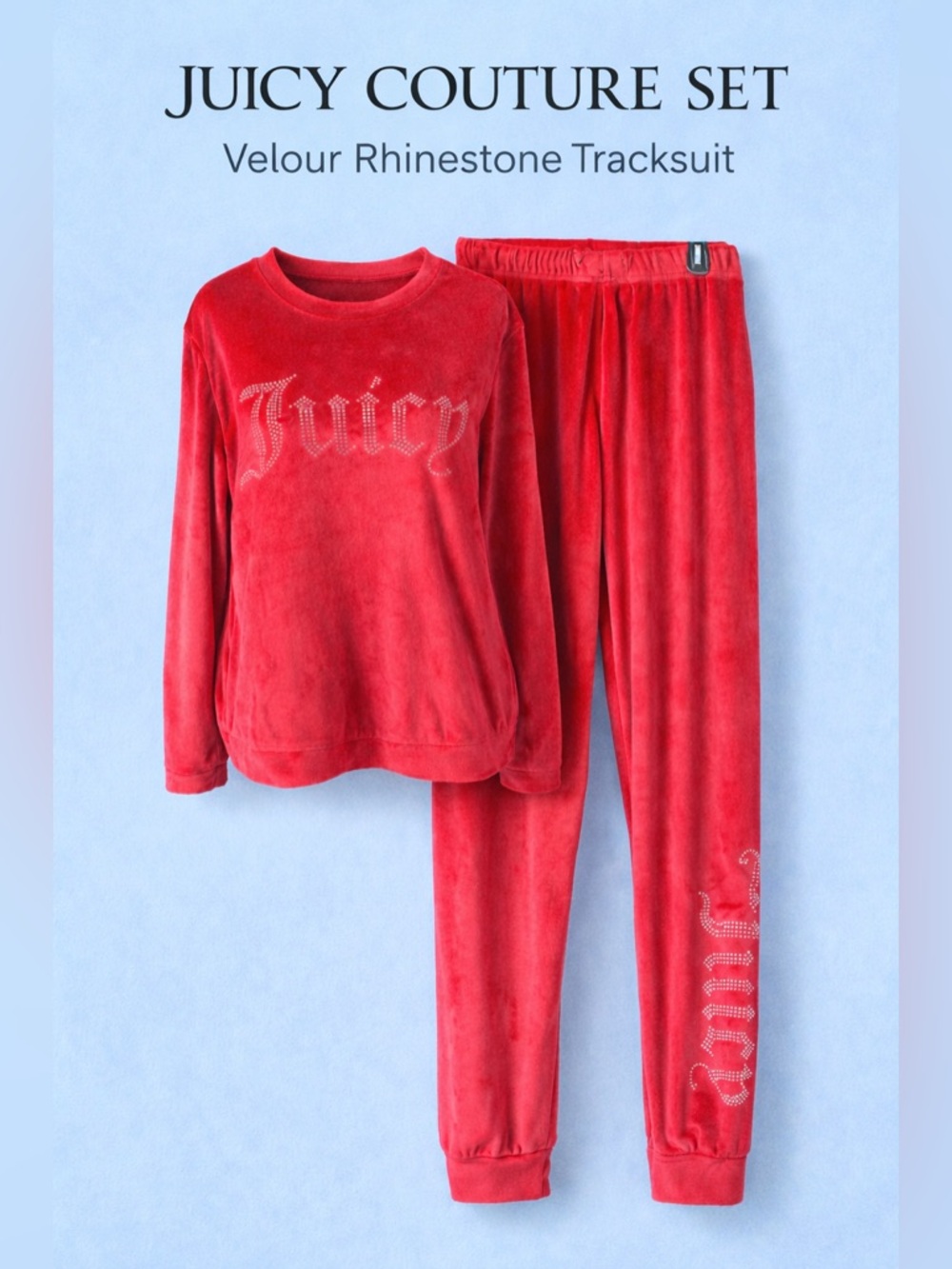 Juicy Couture Sleepwear Red Velour Tracksuit Pajama Set